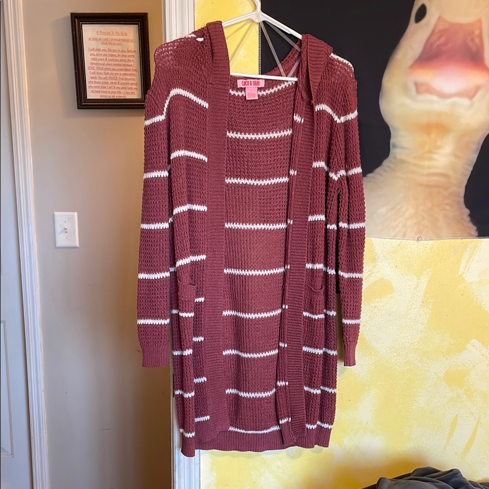 Women's Striped Hooded Sweater